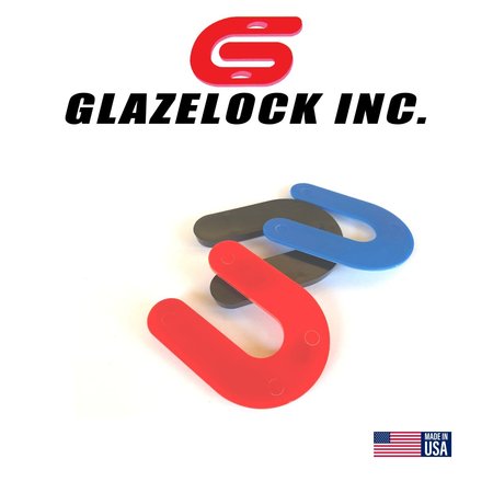 Glazelock 1/4" 3"L x 2 5/16"W 3/4" Slot, U-shaped Horseshoe Plastic Flat Shims Black 1000pc/box GLZ18